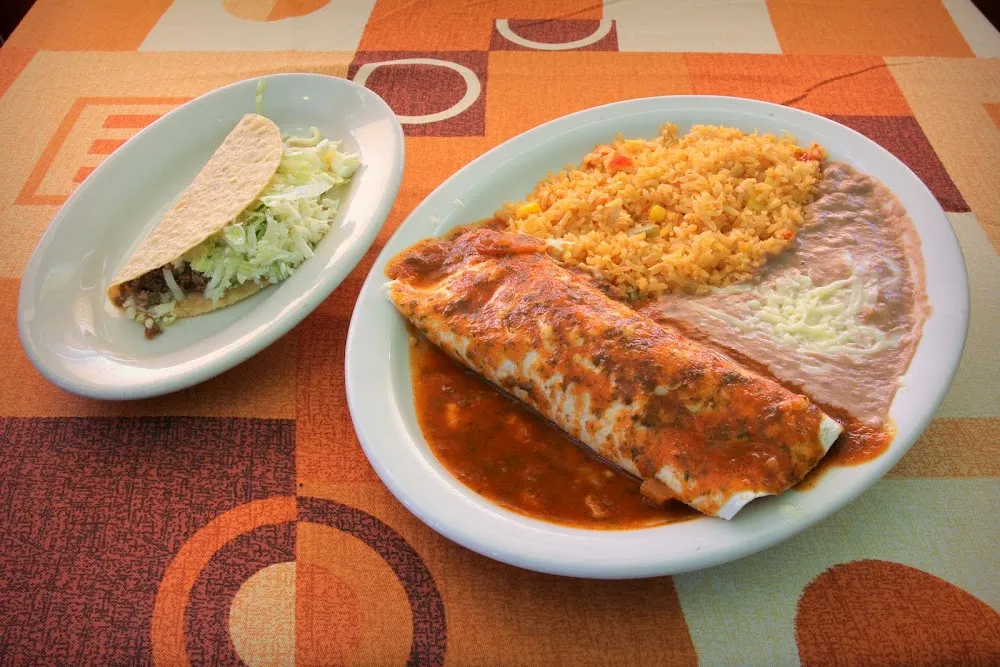 Combo 7 Tamale Burrito Rice and Beans